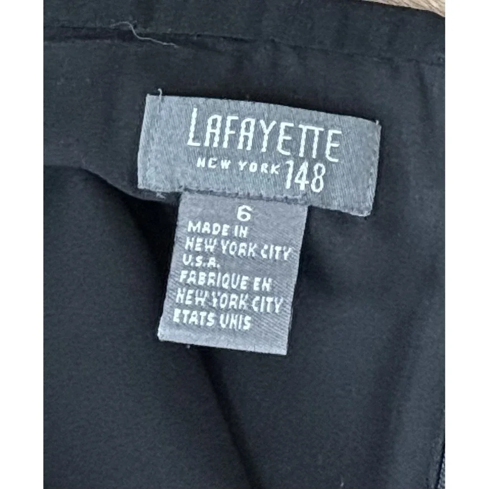 Lafayette 148 New York Embroidered Floral Wide Leg Pants Size 6‎ Black Ivory